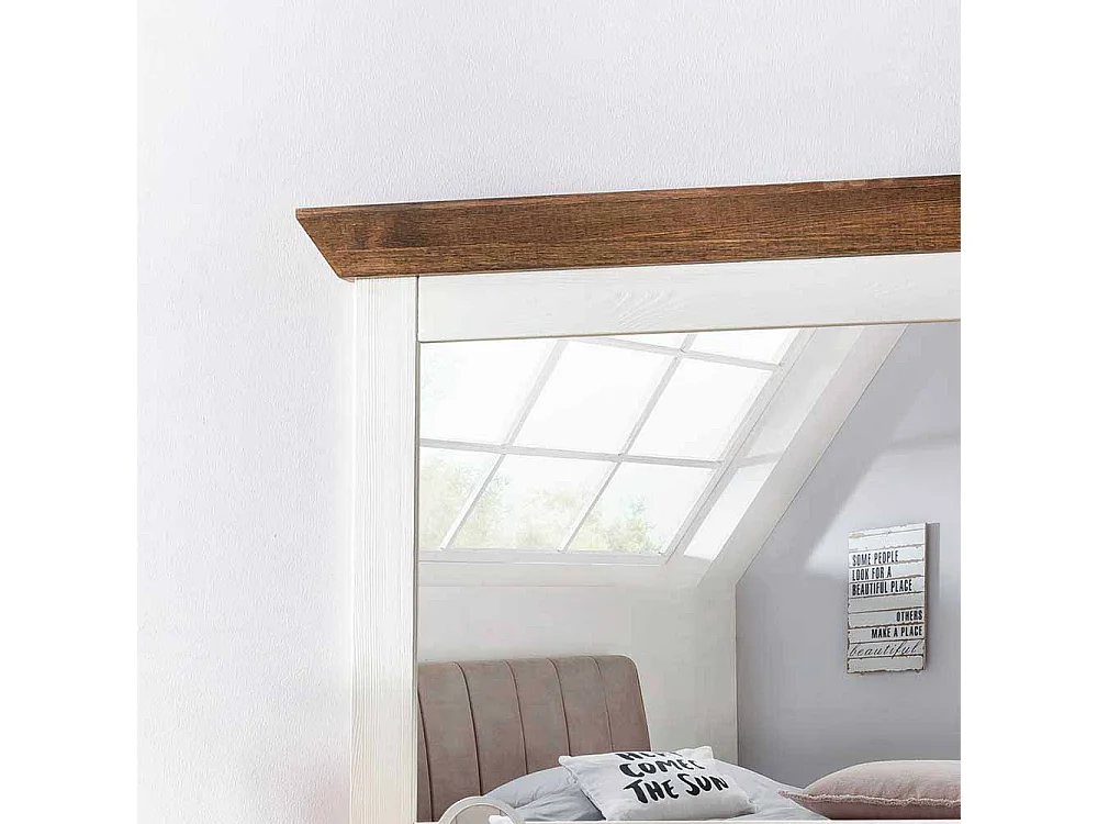 Schlafzimmerspiegel in Weiß Braun Kiefer Massivholz