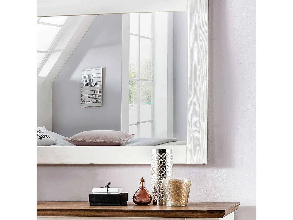 Schlafzimmerspiegel in Weiß Braun Kiefer Massivholz