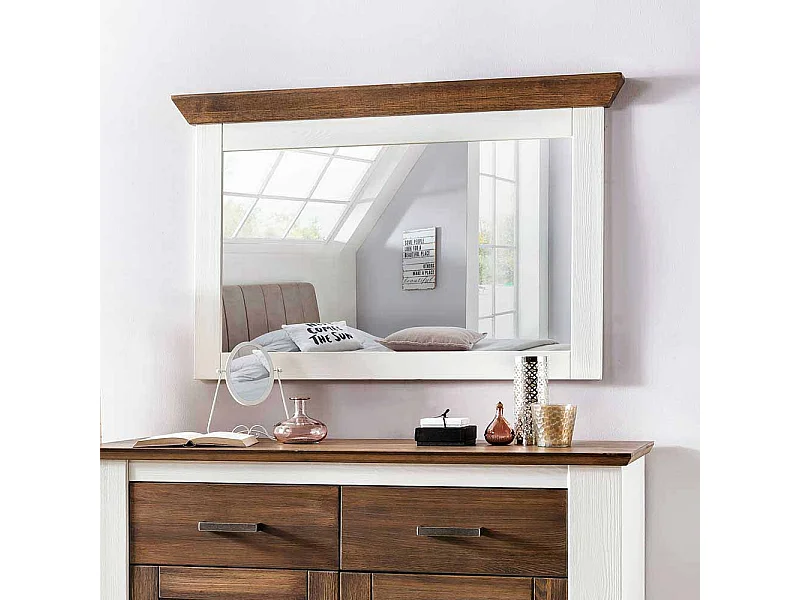 Schlafzimmerspiegel in Weiß Braun Kiefer Massivholz
