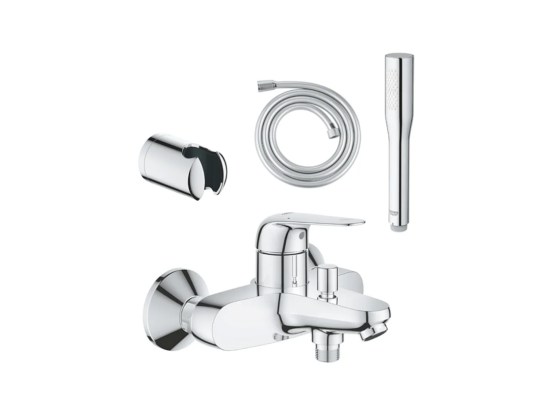 Pack mitigeur mécanique GROHE Swift + Douchette 2 jets GROHE Vitalio Comfort 110 + Flexible1750 mm et support