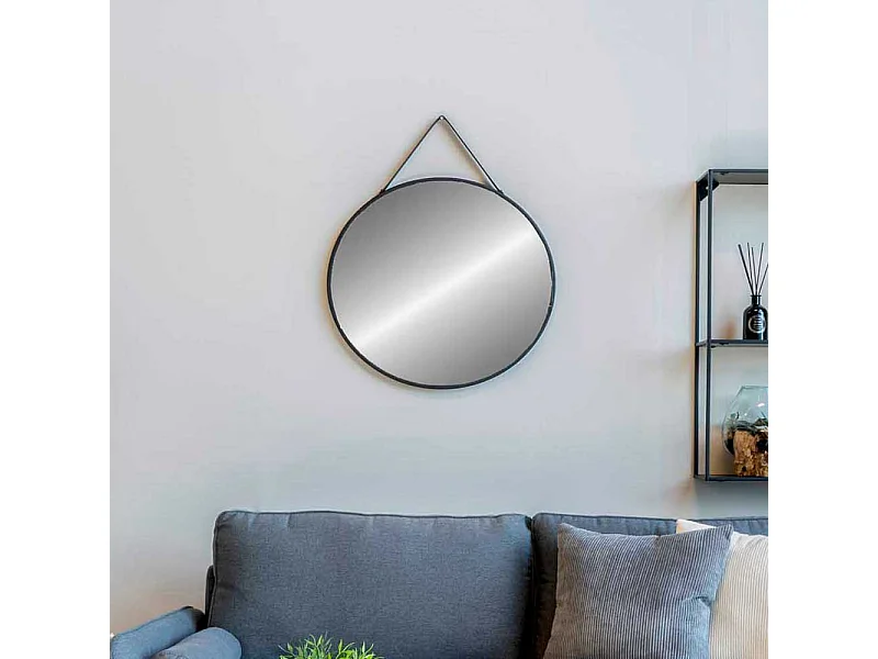 Wandspiegel in Schwarz Metallrahmen rund