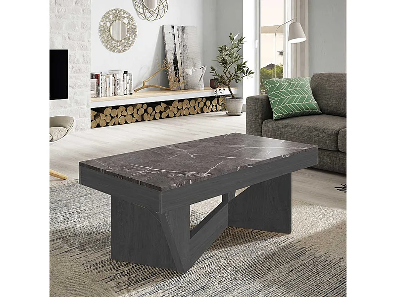 Wohnzimmertisch in Schwarzgrau und Dunkelgrau hochklappbarer Tischplatte