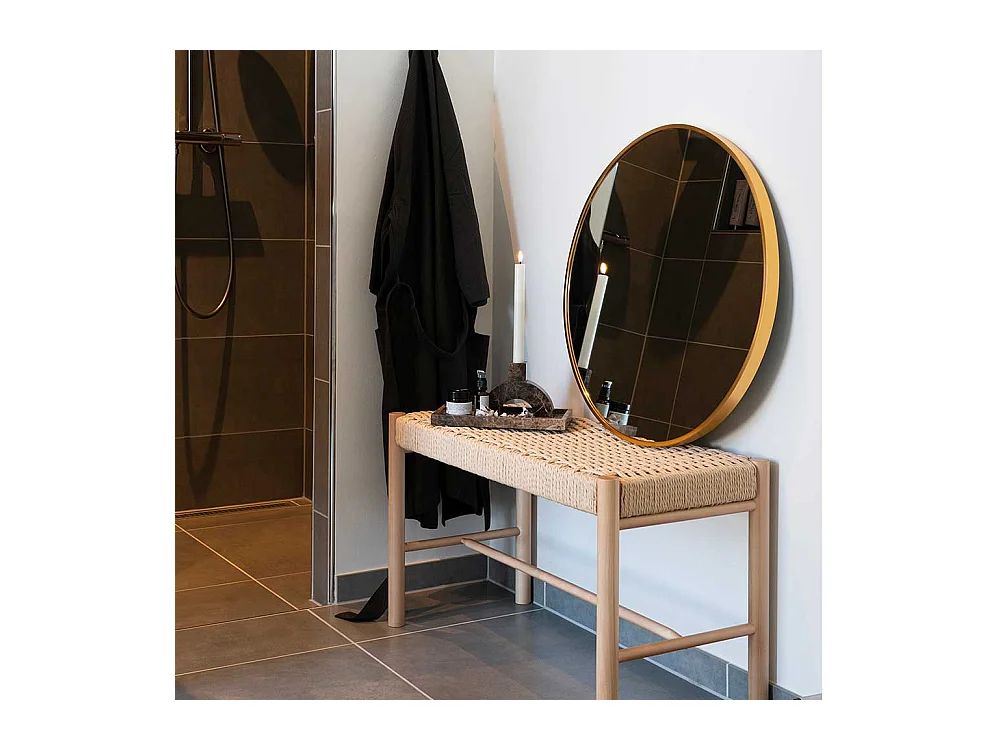 Runder Flurspiegel mit Metallrahmen Messingfarben