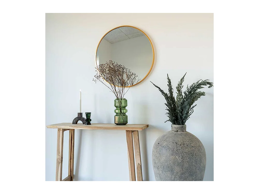 Runder Flurspiegel mit Metallrahmen Messingfarben