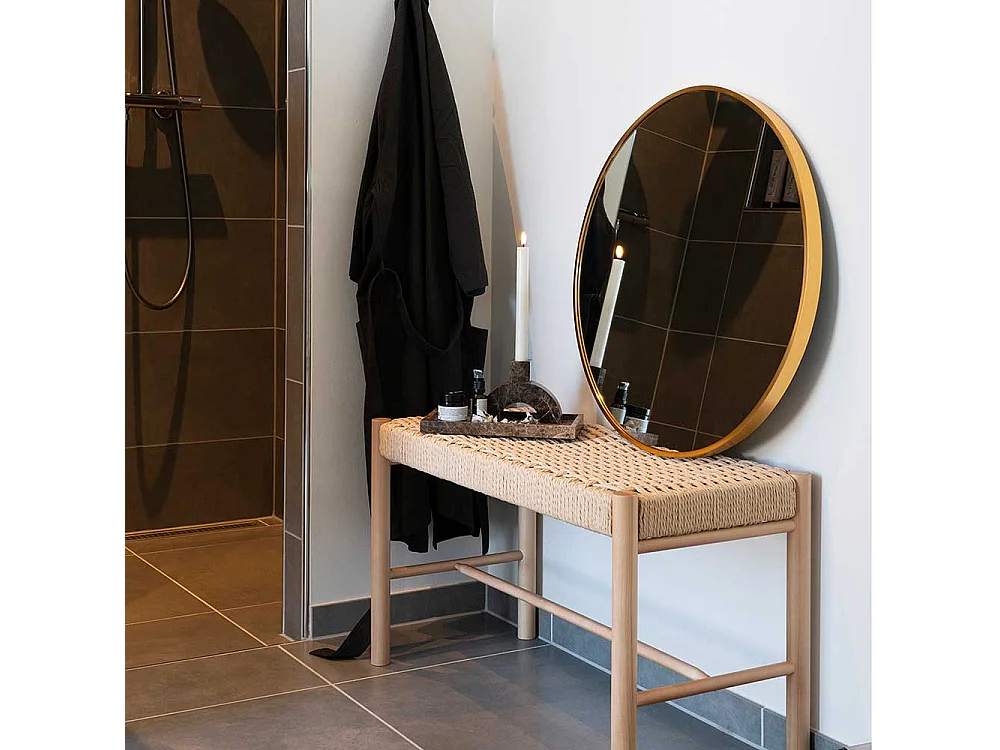 Runder Flurspiegel mit Metallrahmen Messingfarben