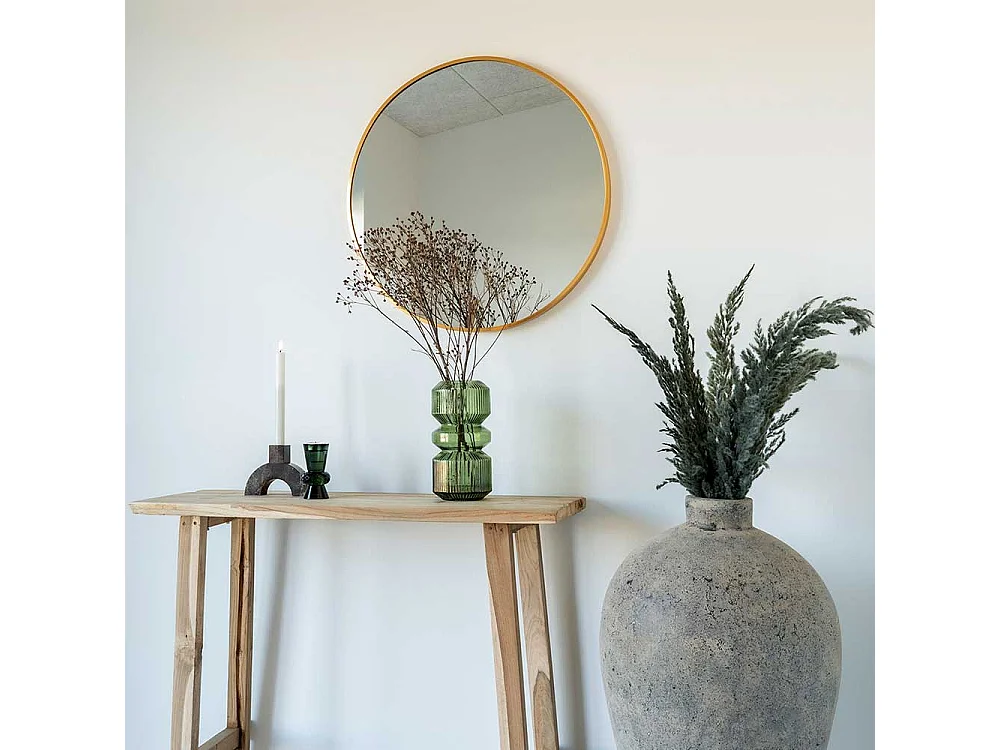 Runder Flurspiegel mit Metallrahmen Messingfarben