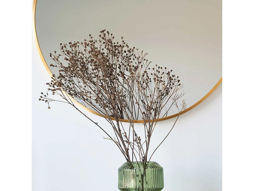 Runder Flurspiegel mit Metallrahmen Messingfarben