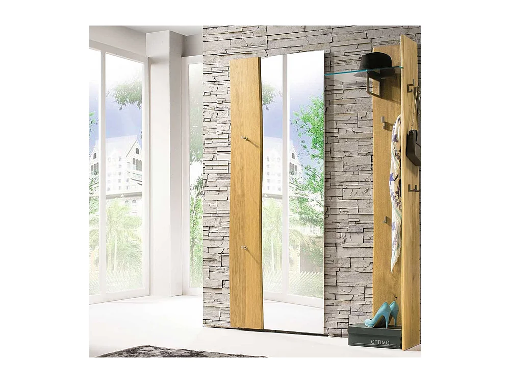 Design Wandspiegel mit Haken und Baumkante 70 cm breit