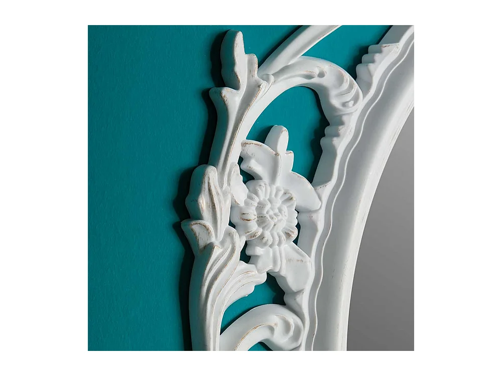 Ovaler Barock Spiegel mit Kunststoffrahmen Weiß und Goldfarben gewischt