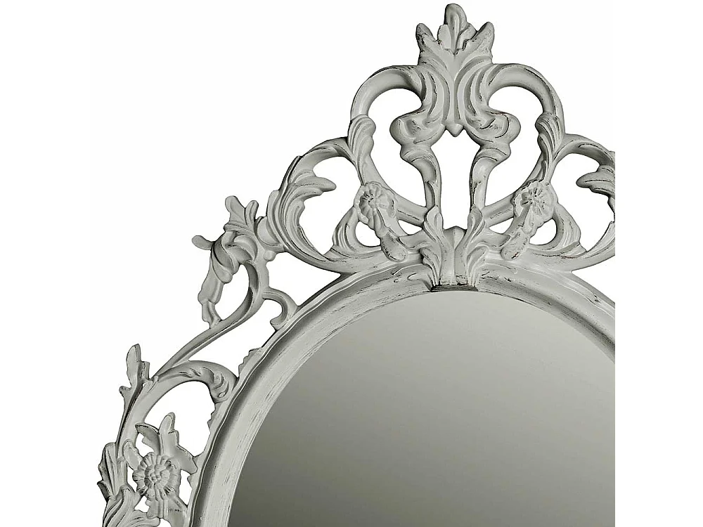 Ovaler Barock Spiegel mit Kunststoffrahmen Weiß und Goldfarben gewischt