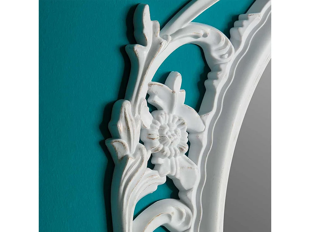 Ovaler Barock Spiegel mit Kunststoffrahmen Weiß und Goldfarben gewischt