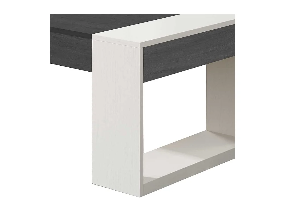 Sofatisch in Schwarzgrau und Weiß hochklappbarer Tischplatte