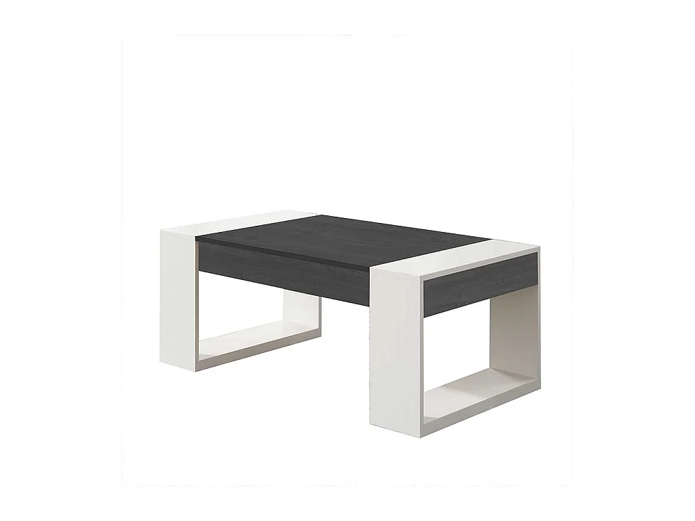 Sofatisch in Schwarzgrau und Weiß hochklappbarer Tischplatte