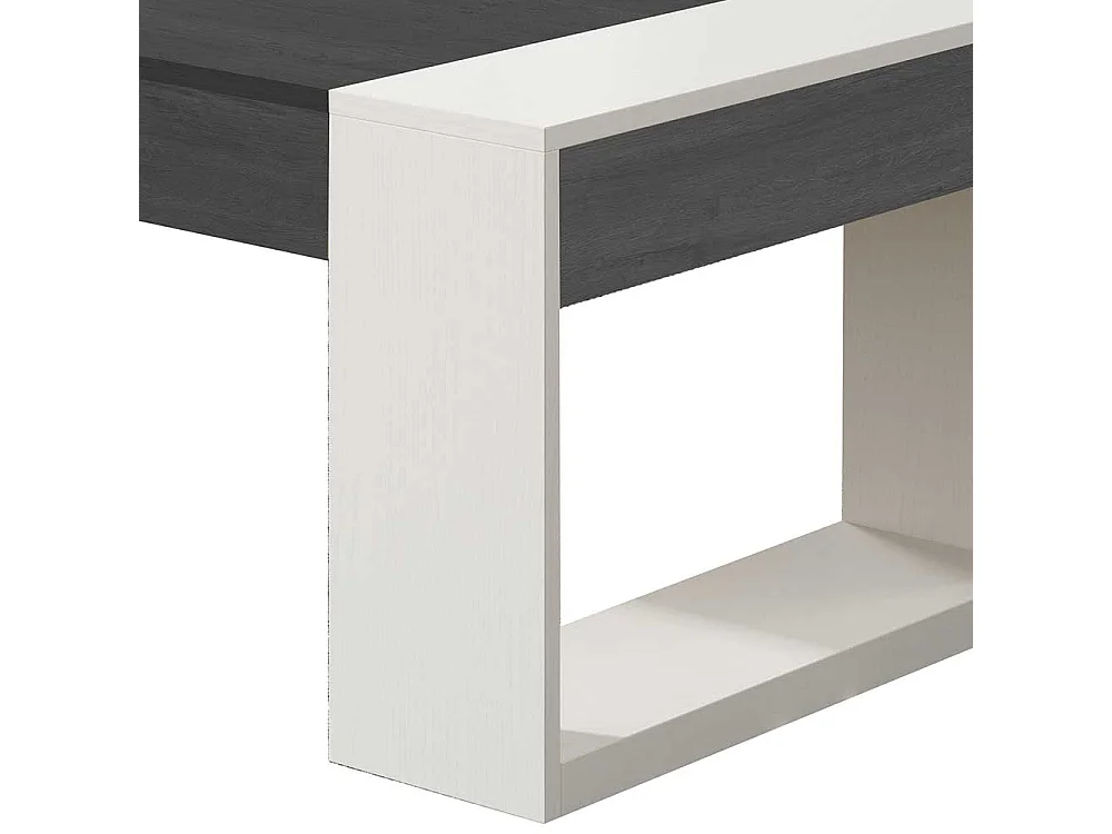 Sofatisch in Schwarzgrau und Weiß hochklappbarer Tischplatte