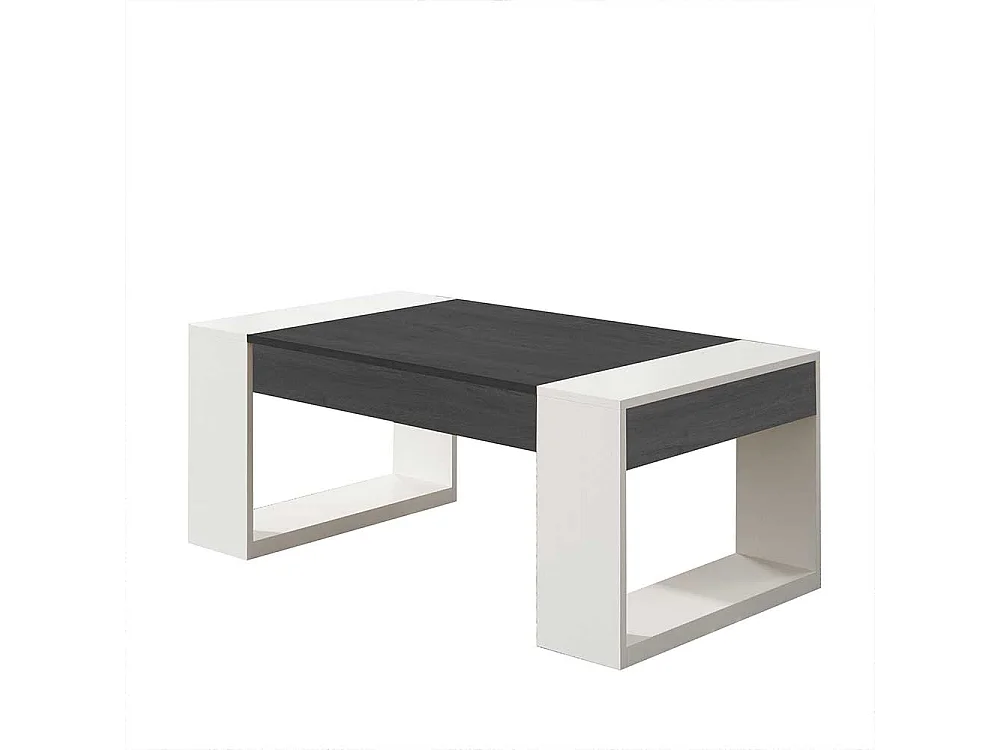 Sofatisch in Schwarzgrau und Weiß hochklappbarer Tischplatte