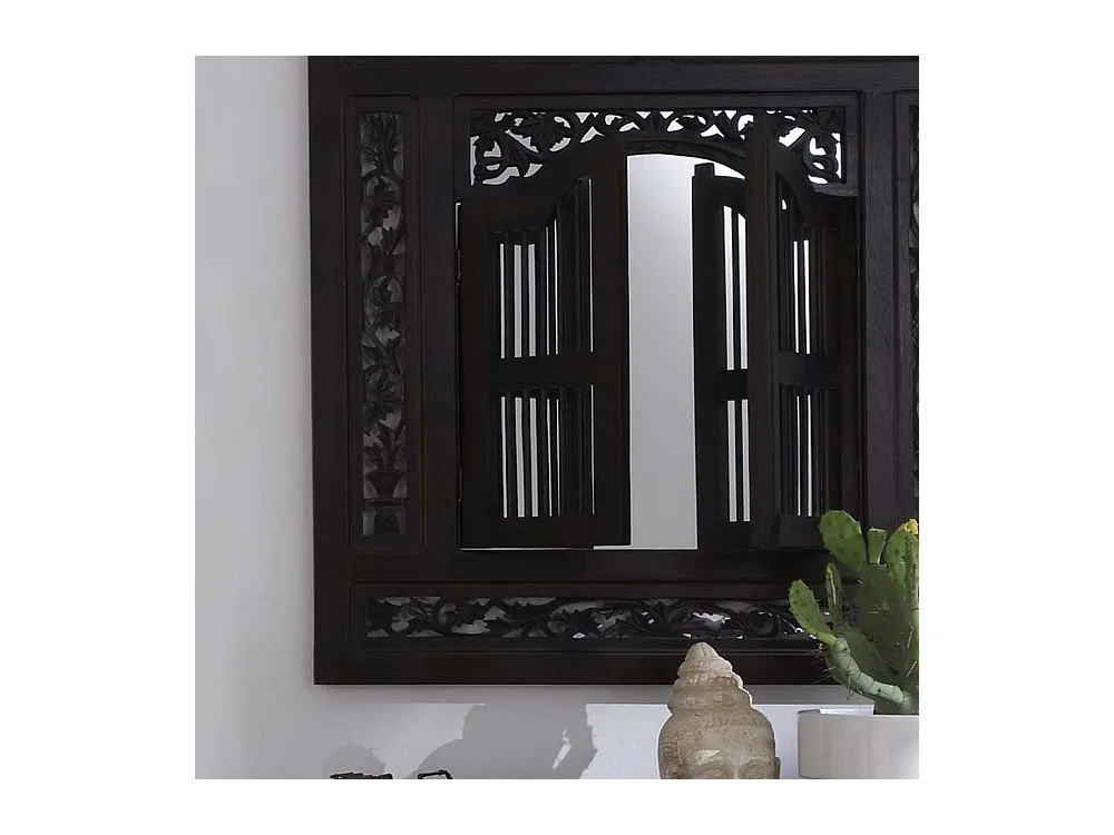 Landhausspiegel in Schwarzbraun Fensterläden