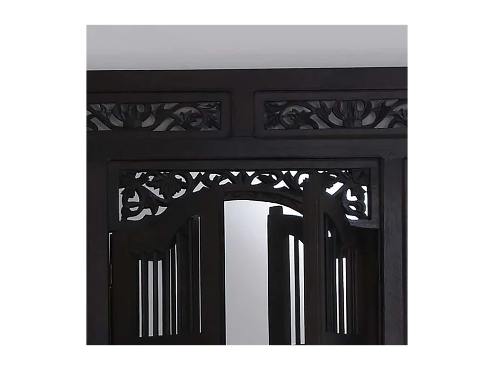 Landhausspiegel in Schwarzbraun Fensterläden