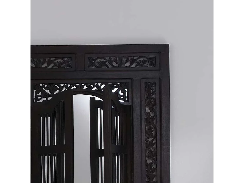 Landhausspiegel in Schwarzbraun Fensterläden