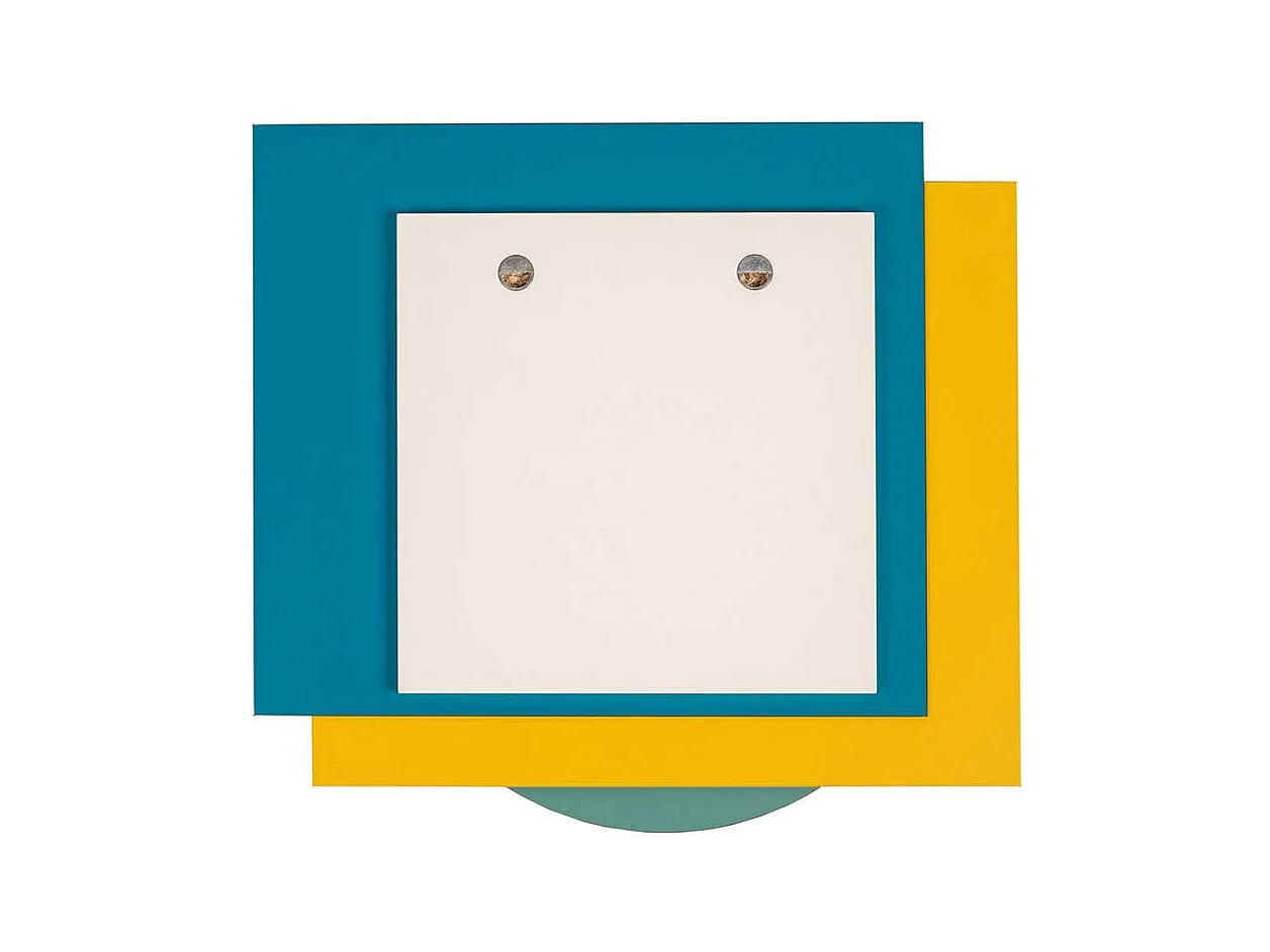 Designerspiegel in Türkis und Gelb rund