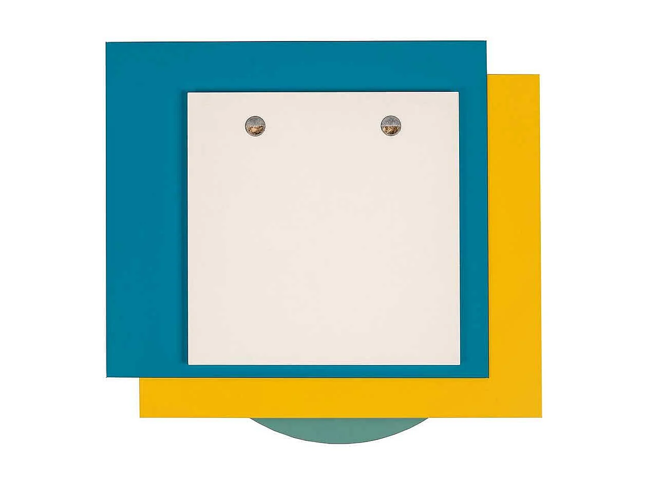 Designerspiegel in Türkis und Gelb rund