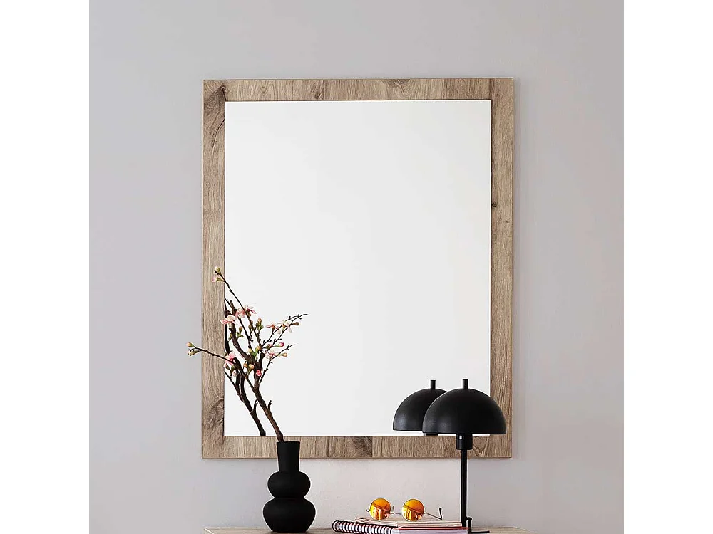 Rechteckiger Flurspiegel in Wildeichefarben die Wandmontage