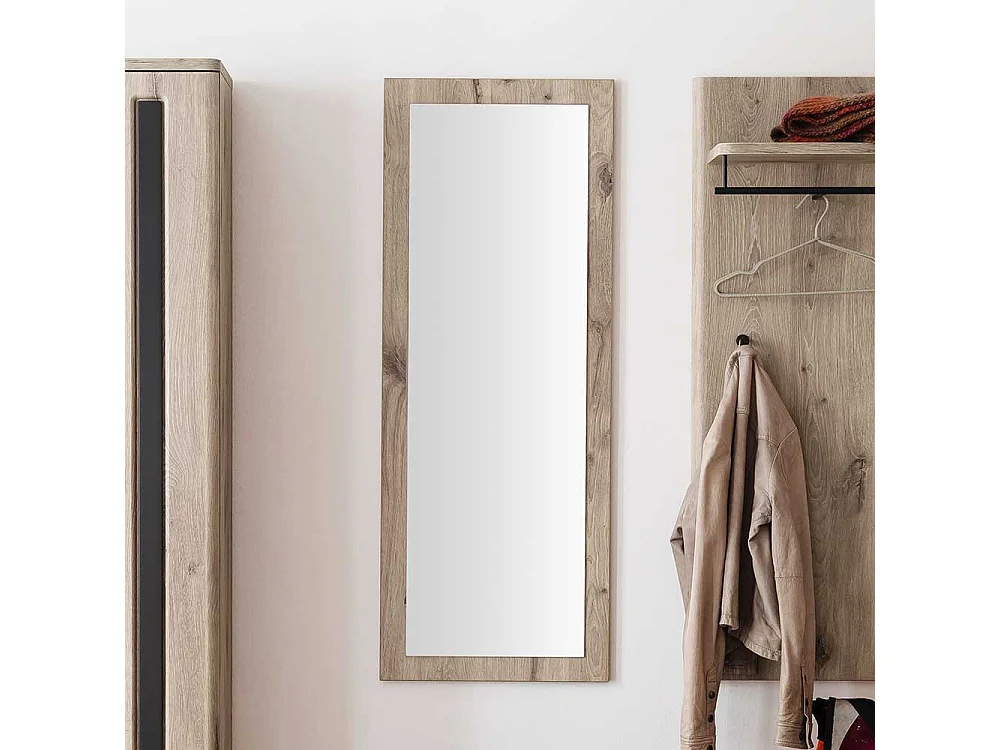 Rechteckiger Flurspiegel in Wildeichefarben die Wandmontage