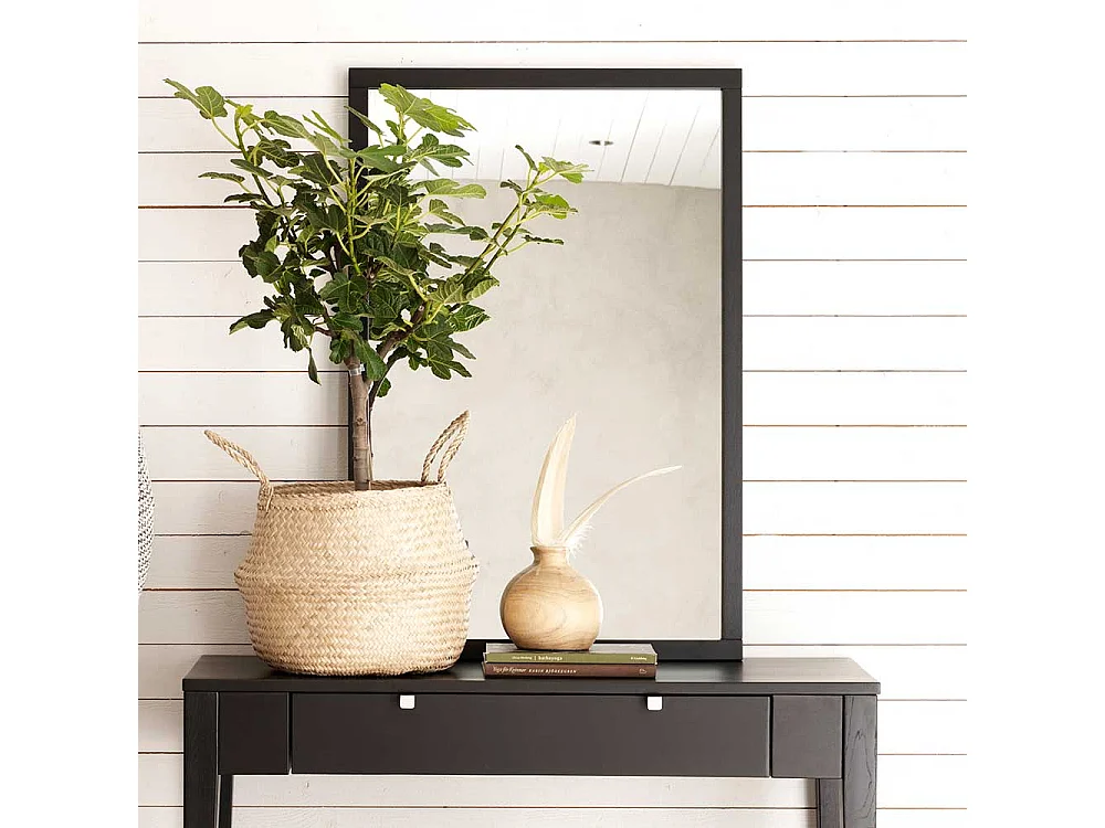 Schwarzer Garderoben Spiegel 60 cm breit die Wandmontage