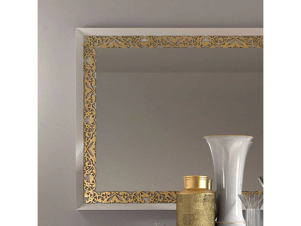 Designer Spiegel in Weiß und Goldfarben italienischen Style