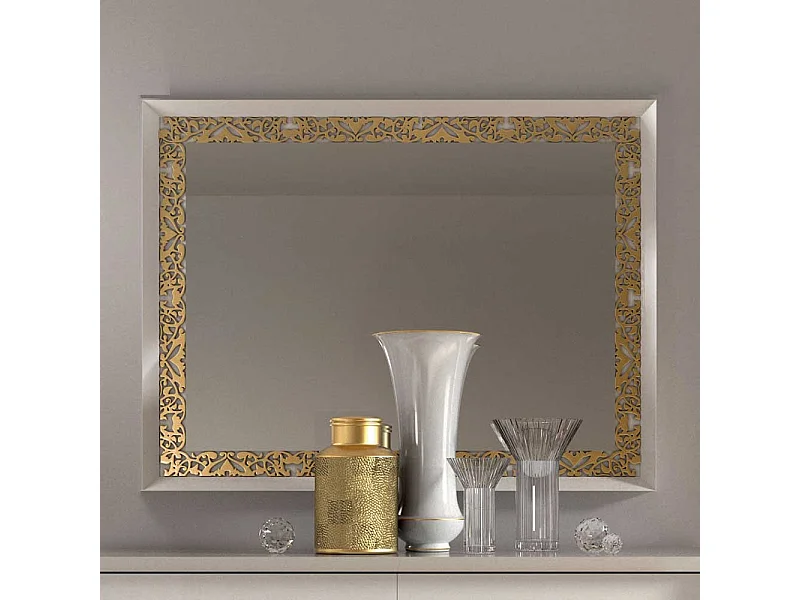 Designer Spiegel in Weiß und Goldfarben italienischen Style