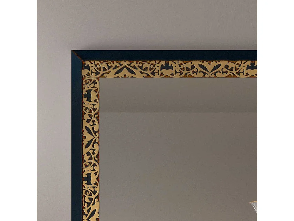 Italienischer Wandspiegel in Dunkelblau und Goldfarben 100 cm breit