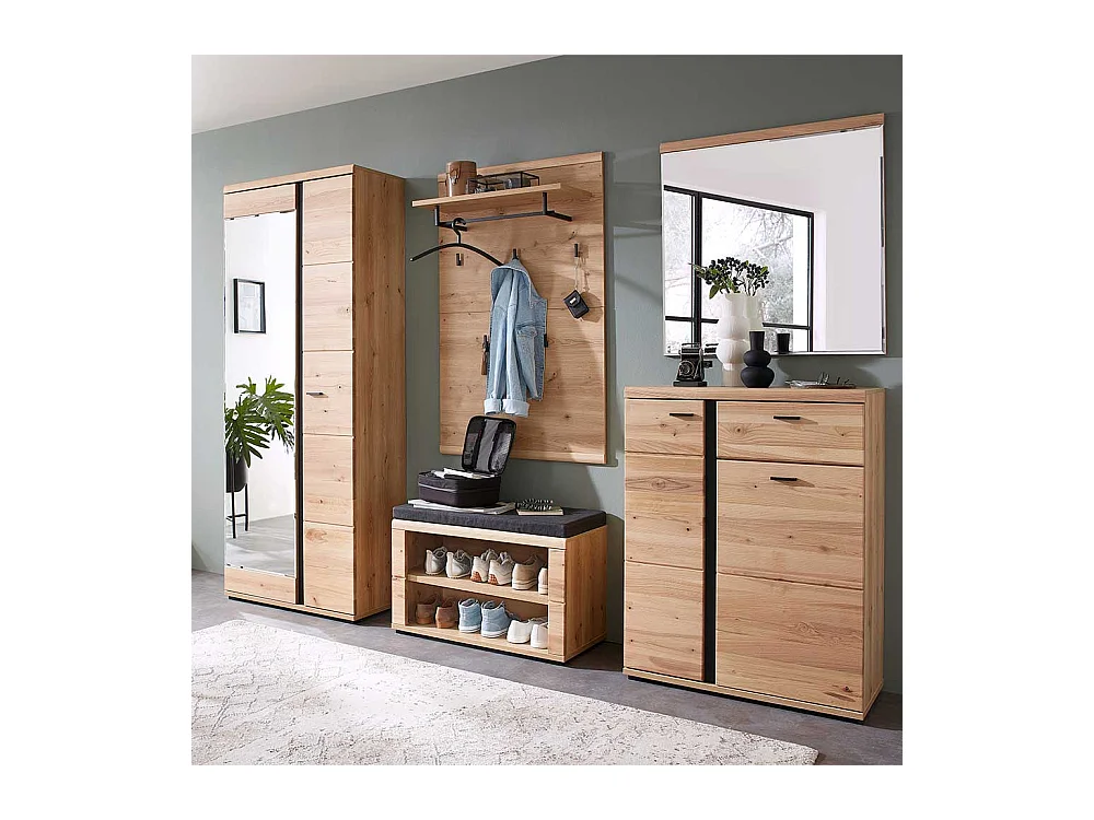 Garderoben Spiegel mit Holzrahmen Eschefarben