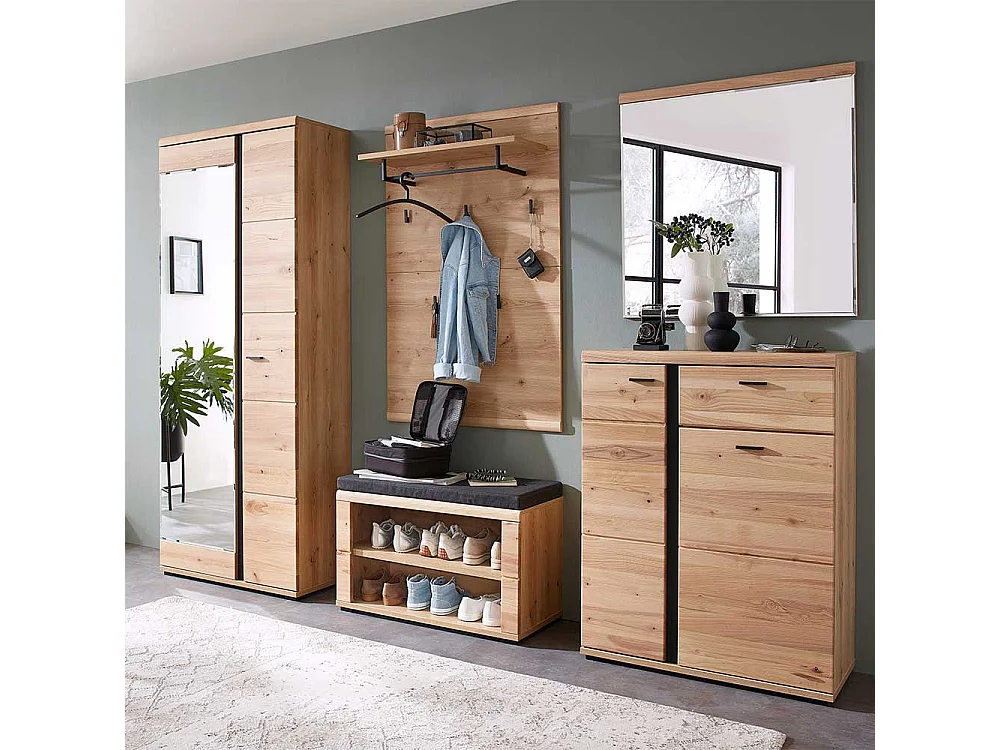 Garderoben Spiegel mit Holzrahmen Eschefarben