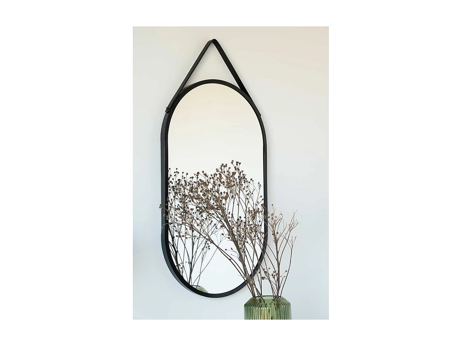 Ovaler Dielenspiegel im Industrie und Loft Stil Metallrahmen