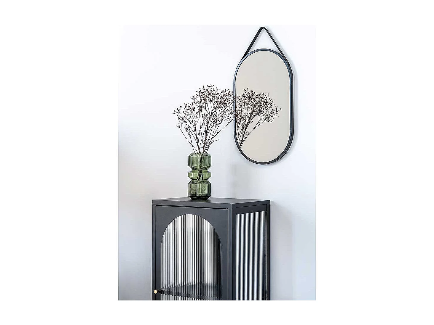 Ovaler Dielenspiegel im Industrie und Loft Stil Metallrahmen