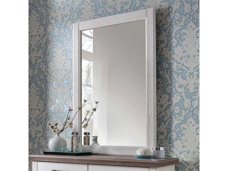 Wandspiegel in Weiß Pinie massiv Landhaus