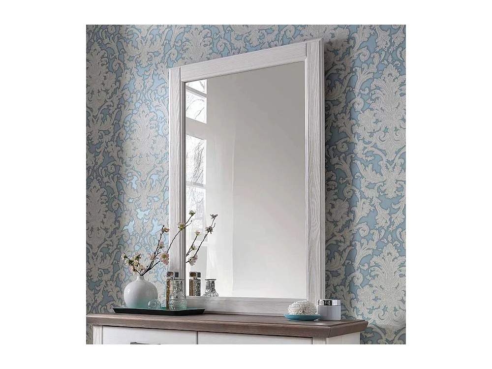 Wandspiegel in Weiß Pinie massiv Landhaus