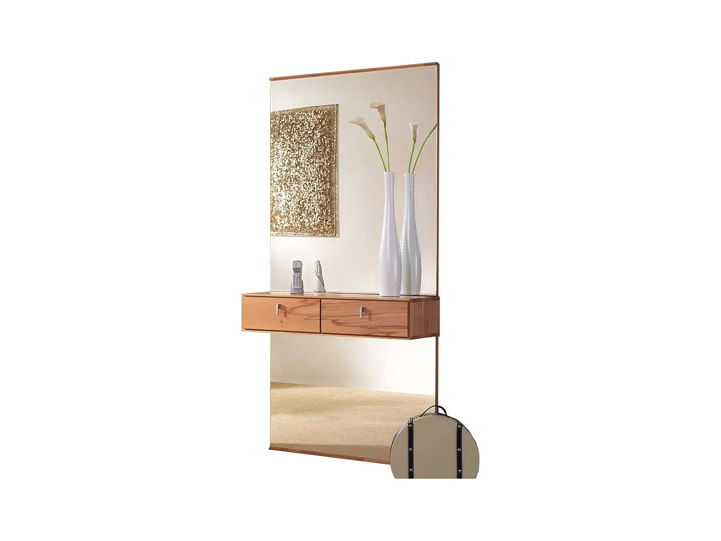 Garderobenspiegel mit Ablage Kernbuche Massivholz