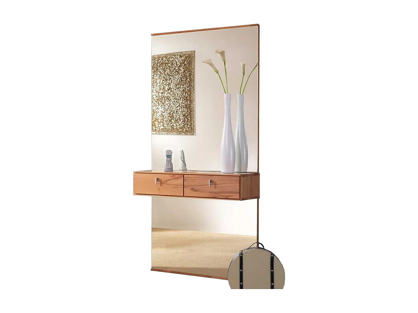 Garderobenspiegel mit Ablage Kernbuche Massivholz