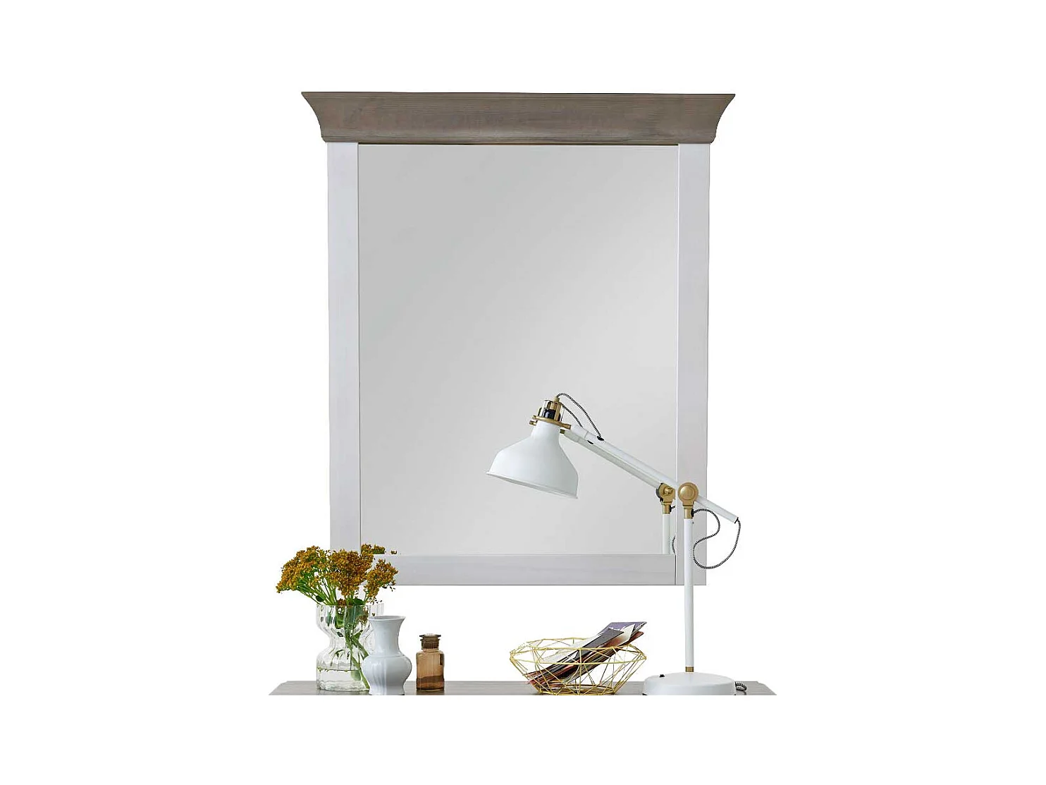 Flurspiegel in Weiß Grau Kiefer massiv