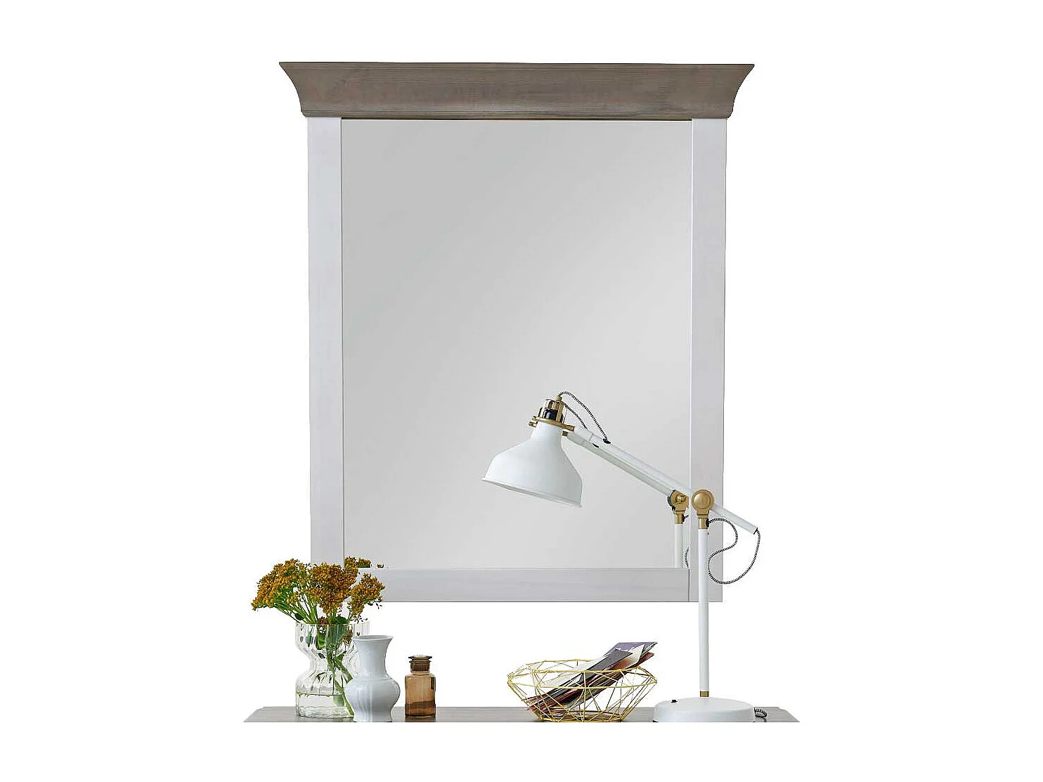 Flurspiegel in Weiß Grau Kiefer massiv