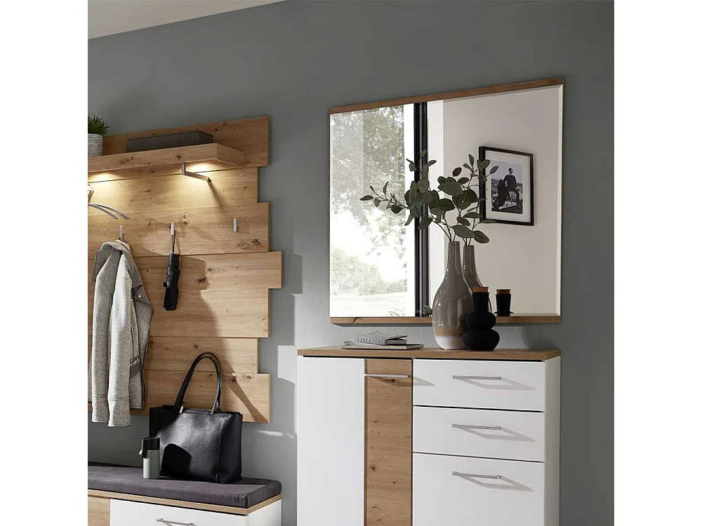 Wandspiegel rechteckig in Wildeichefarben die Wandmontage