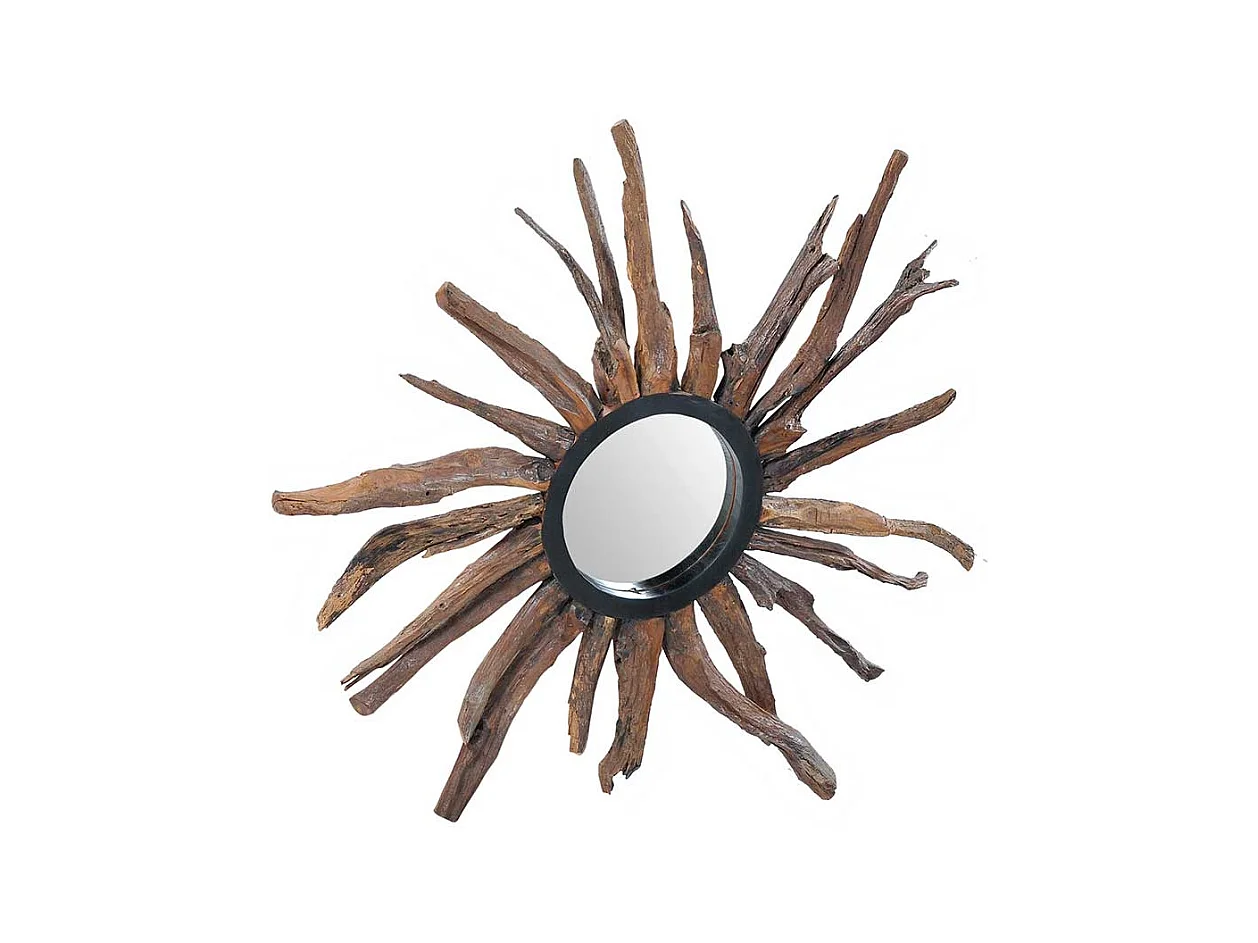 Rustikaler Spiegel aus Suar Massivholz 90 cm breit