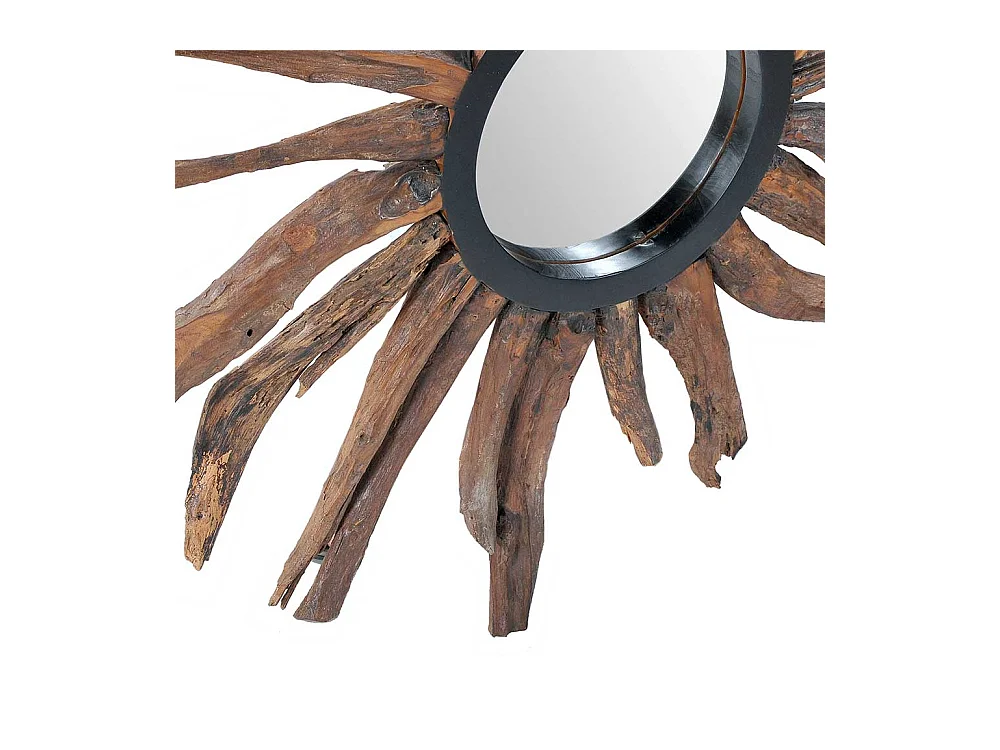 Rustikaler Spiegel aus Suar Massivholz 90 cm breit