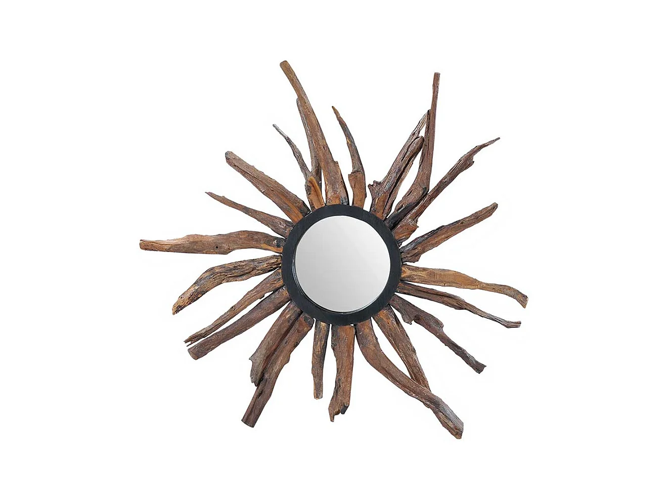 Rustikaler Spiegel aus Suar Massivholz 90 cm breit