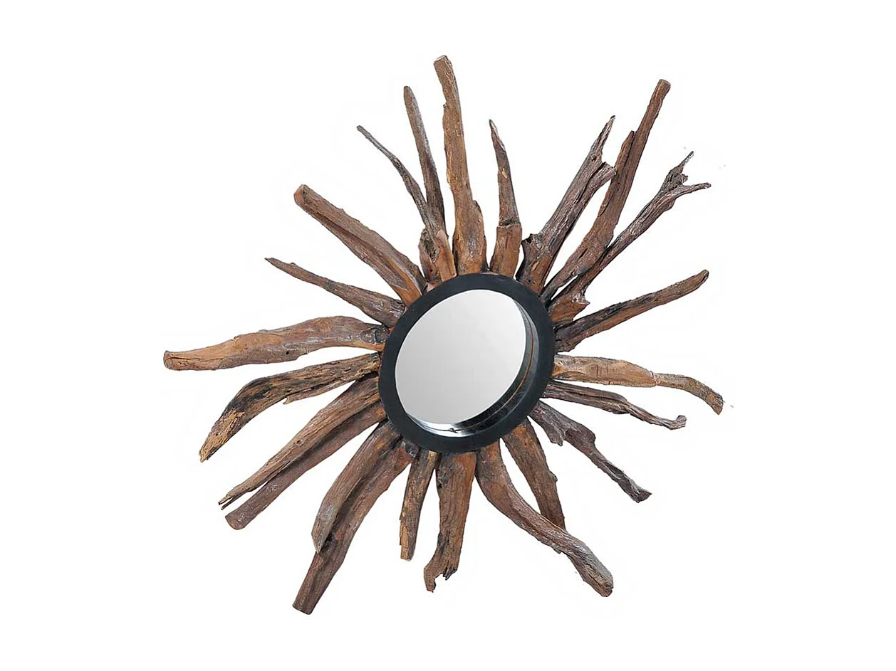 Rustikaler Spiegel aus Suar Massivholz 90 cm breit