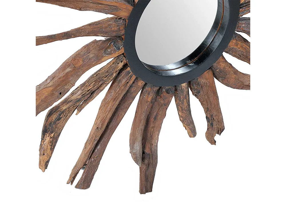 Rustikaler Spiegel aus Suar Massivholz 90 cm breit