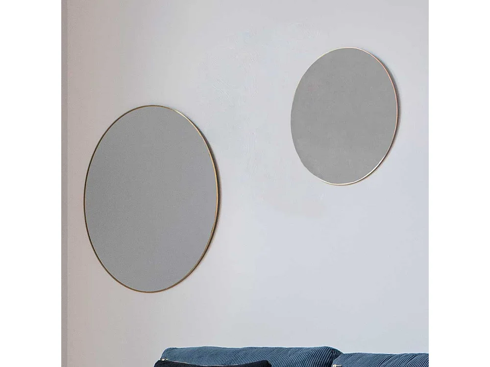 Garderoben Spiegel in Messingfarben rund