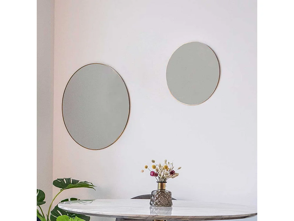 Garderoben Spiegel in Messingfarben rund