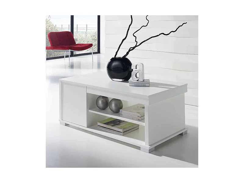 Wohnzimmer Couchtisch in Weiß Tischplatte hochklappbar