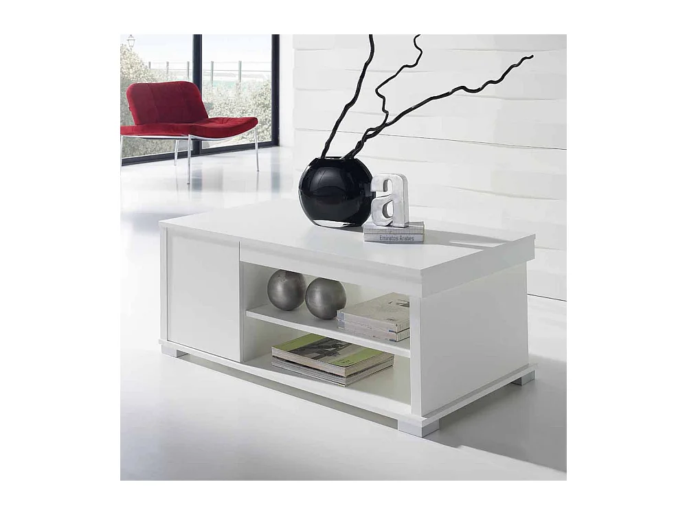 Wohnzimmer Couchtisch in Weiß Tischplatte hochklappbar